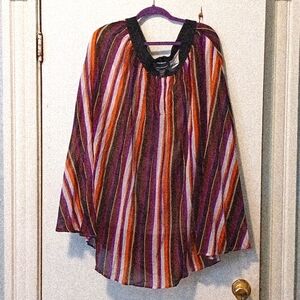 Ashley Stewart 2x. Multi colors (black, orange, purple, and white) stripe skirt.